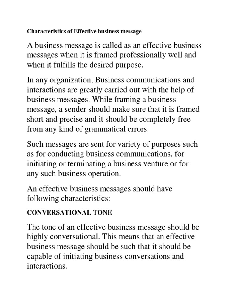 Characteristics of Effective Business Message | PDF | Technical ...