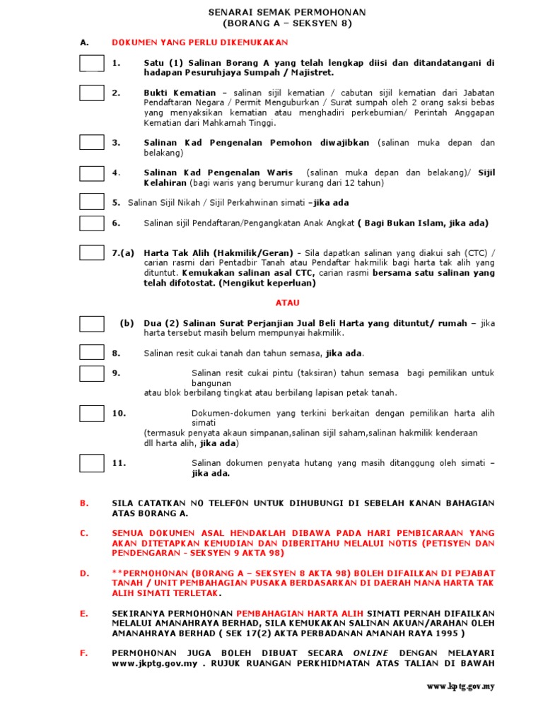 Senarai Semak Borang A Pdf