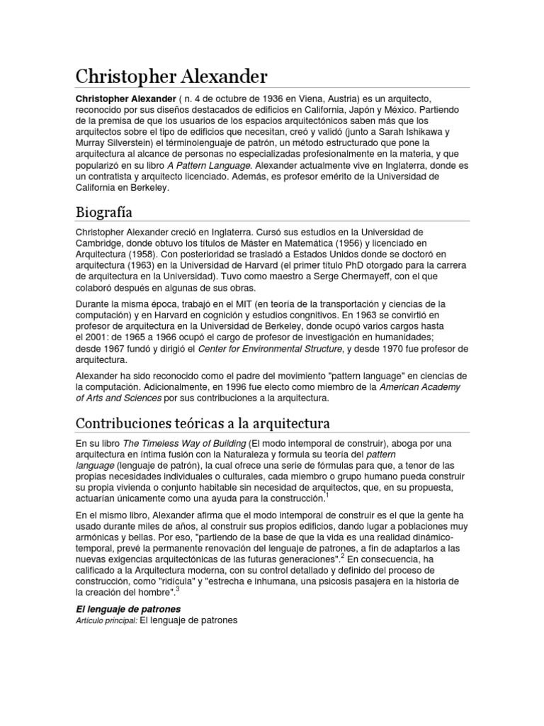 Arquitectura y Lenguaje de Patrones | PDF | Ciencia cognitiva | Science