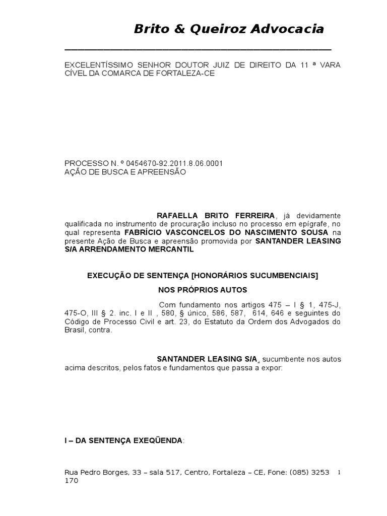 Execução de Honorários | Sentença (Lei) | Advogado