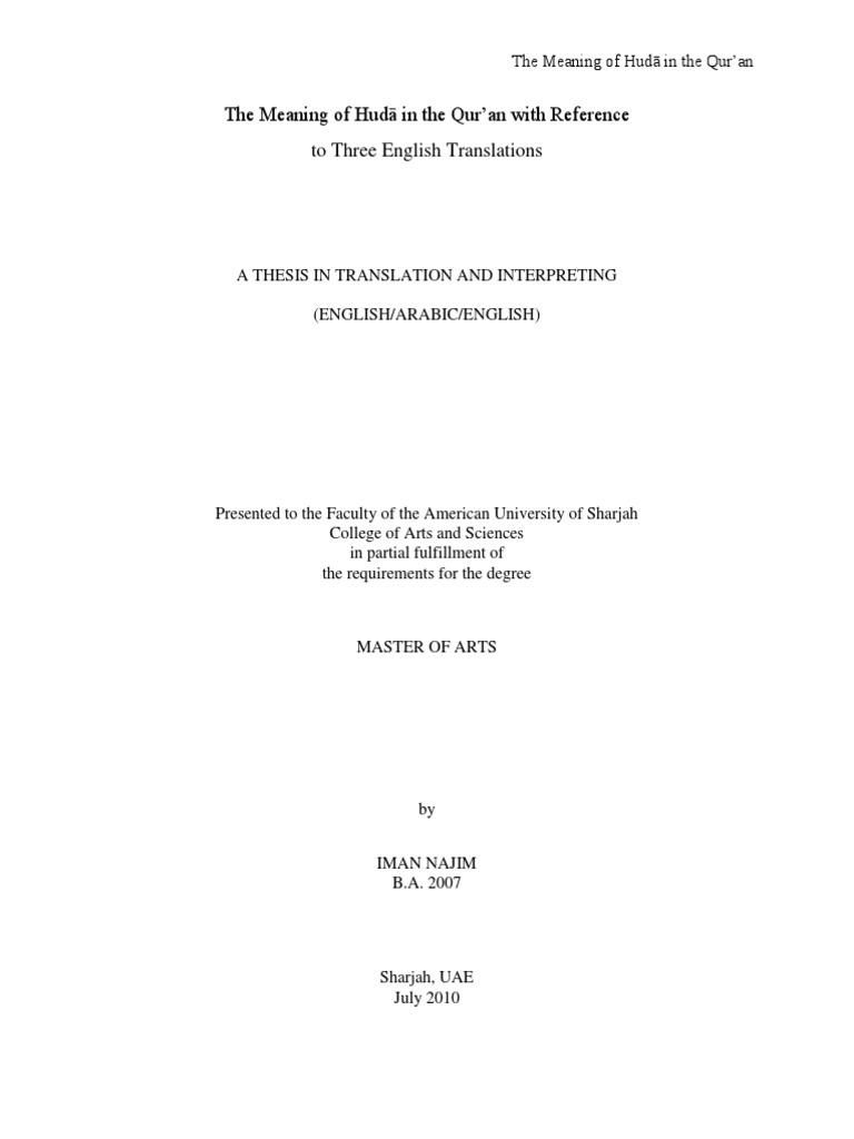 Meaning of Huda in the Qur'an With Reference to... Translations Quran