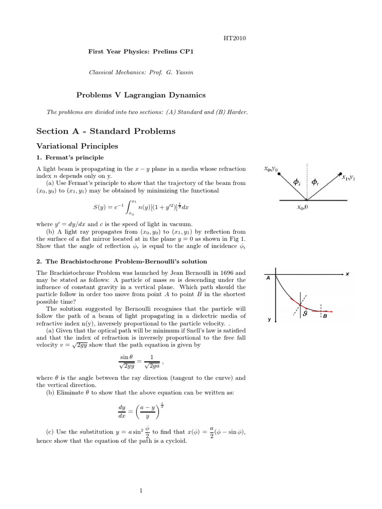 Lagrangian Dynamics Problems and Solutions | PDF | Lagrangian Mechanics ...