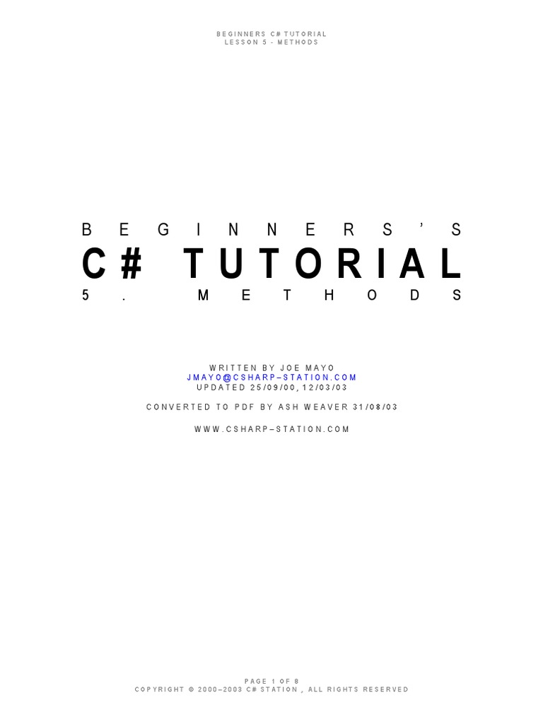05 - Methods | PDF | Parameter (Computer Programming) | Method ...