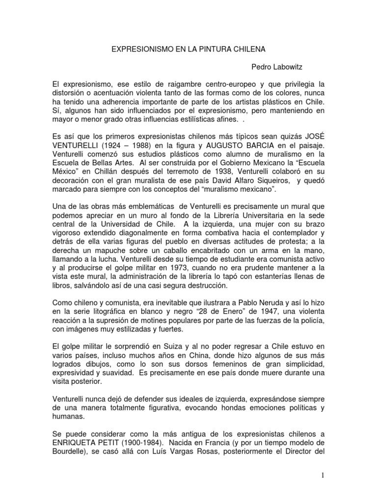 Expresionismo en la Pintura Chilena | PDF | Expresionismo | Pinturas