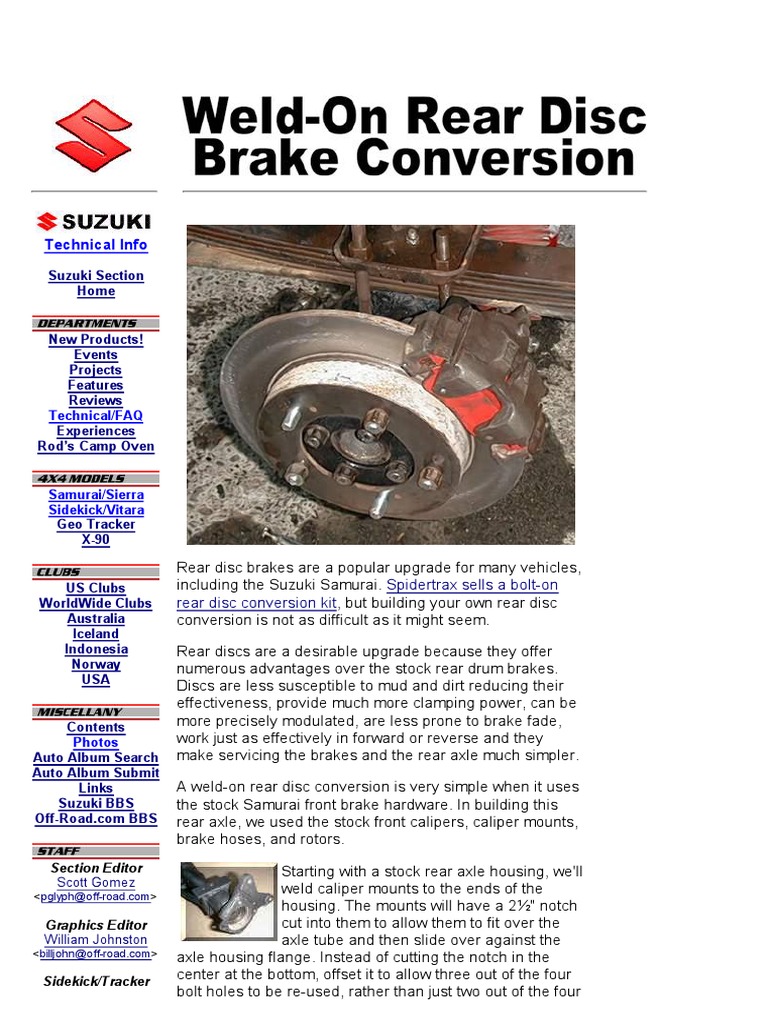 Rear Disk Conversion | PDF | Brake | Automobiles