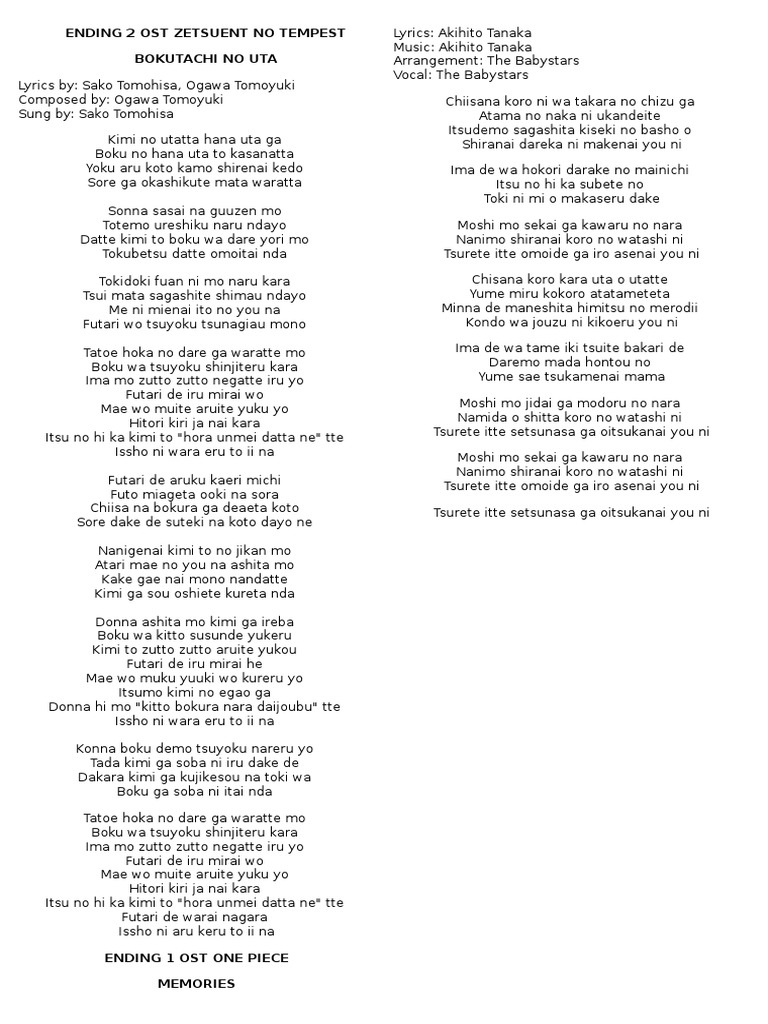 Lyric Ost Anime