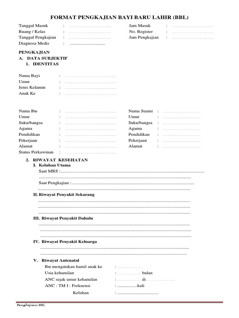 Format Pengkajian Bayi Baru Lahir  PDF