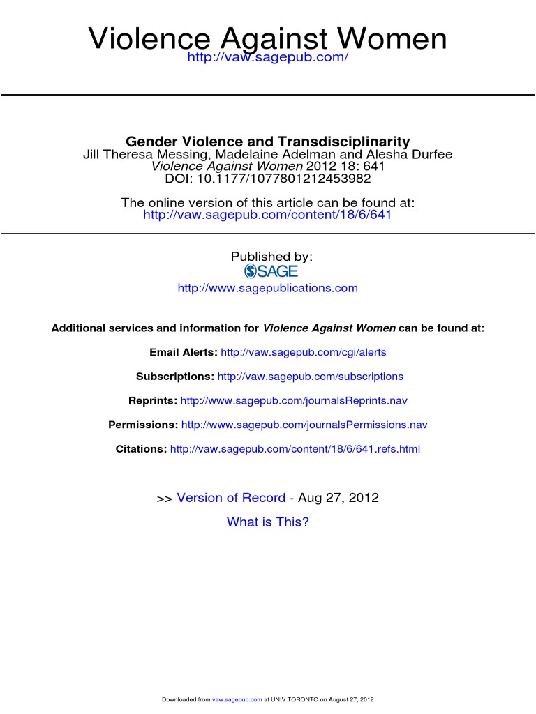 Gender Violence and Transdisciplinaritydf | PDF | Gender | Gender Studies