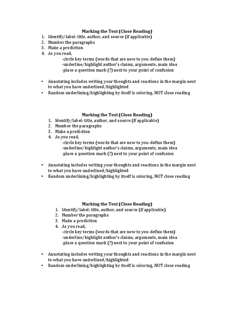 Close Reading Annotation Guide | PDF | Career & Growth