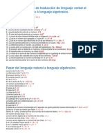 Ejemplos Resueltos de Traducción de Lenguaje Verbal Al Lenguaje Matematico Ó Lenguaje Algebraico