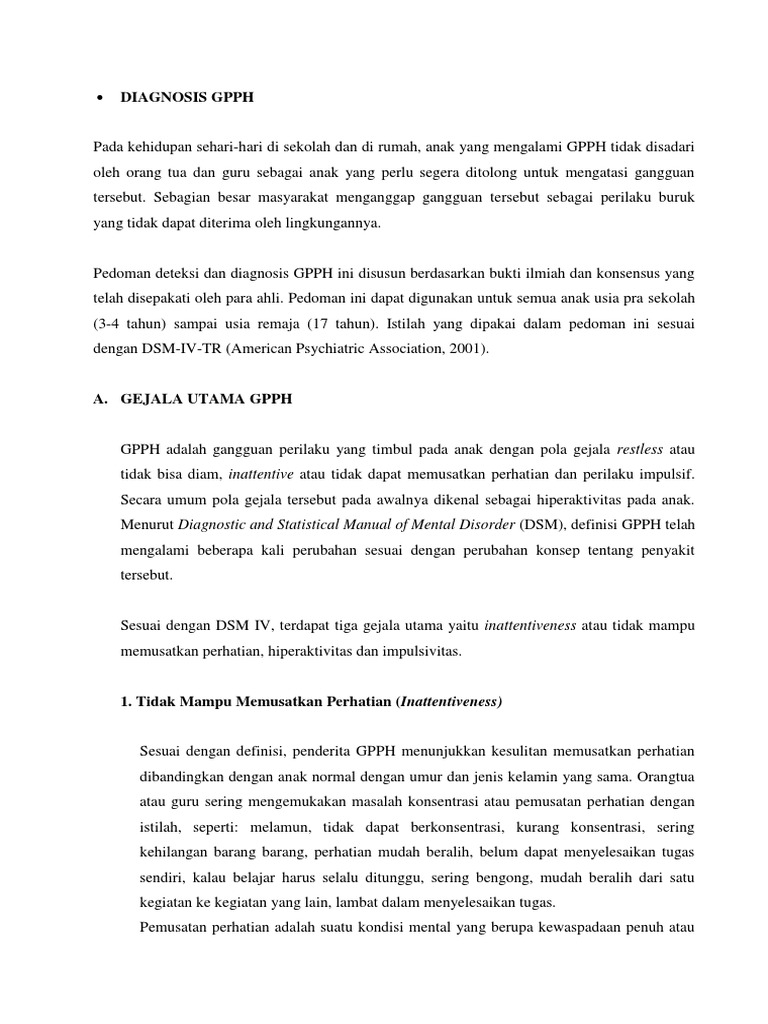 Pedoman Diagnosis GPPH pada Anak | PDF
