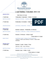 Maharishi School 2015 2016 Term & Holiday Schedule