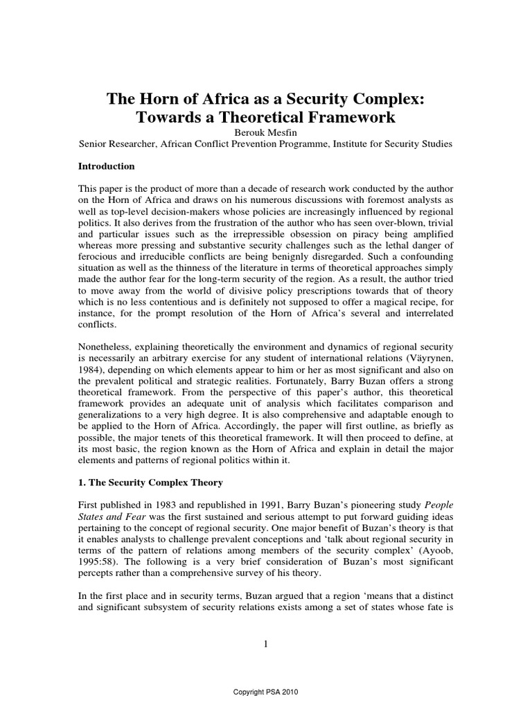 The Horn of Africa As A Security Complex | PDF | Eritrea | Sudan