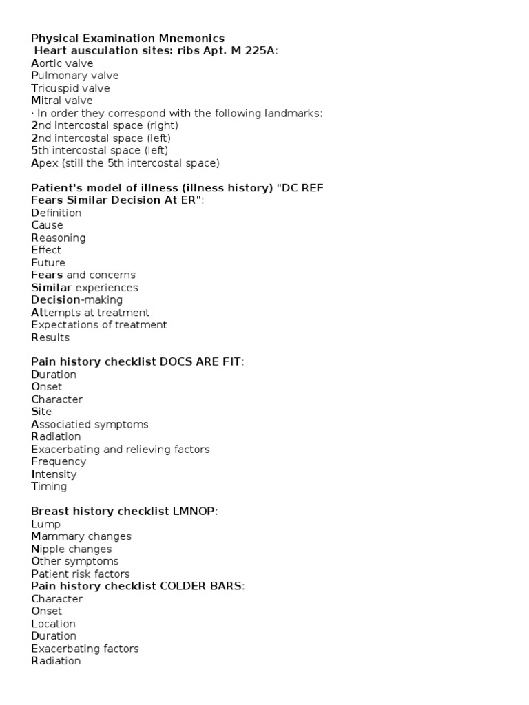 Physical Examination Mnemonics | Heart Valve | Health Sciences