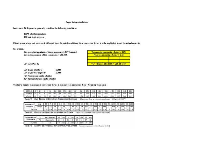 Instrument Air Dryer Sizing Calculation PDF Transparent Materials