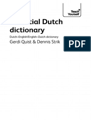 melodisk fattigdom Måge Dutch Dictionary | PDF | Onomastics | Linguistic Morphology