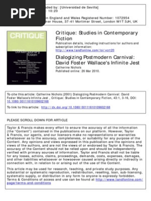 Dialogizing Postmodern Carnival- David Foster Wallace's Infinite Jest