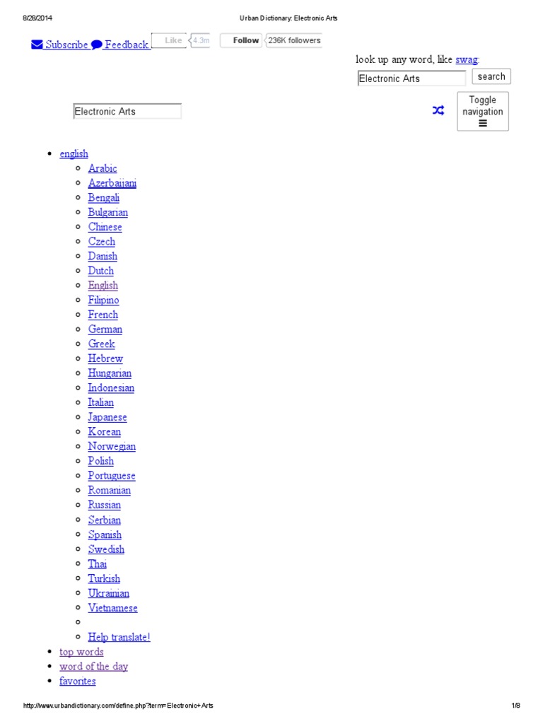 Urban Dictionary Electronic Arts PDF Video Games Leisure