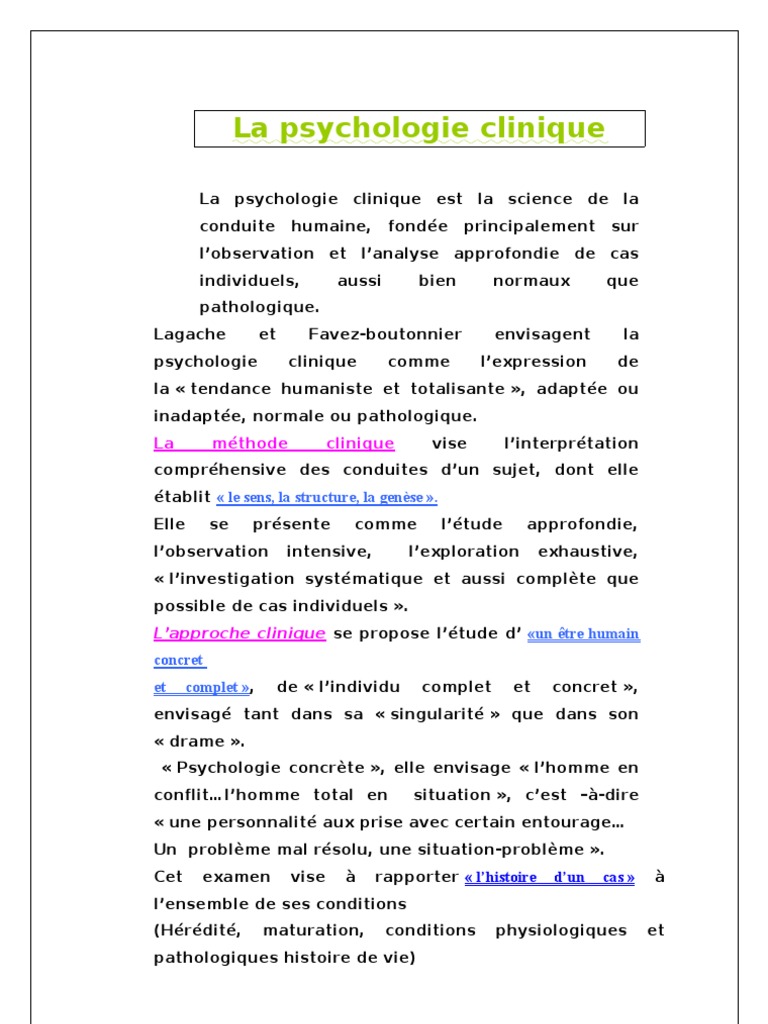Psychologie Clinique  PDF