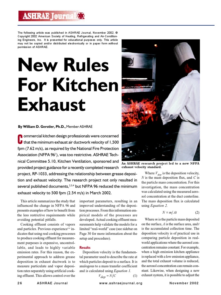 ASHRAE Journal Kitchen Exhaust Aerosol Deposition (Geology)
