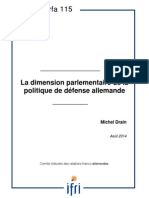 "La Dimension Parlementaire de La Politique de Défense Allemande" Par Michel Drain