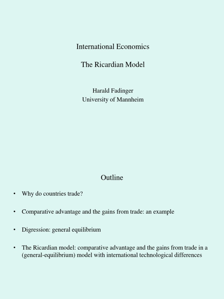 Ricardian Model of International Trade | PDF | Comparative Advantage ...