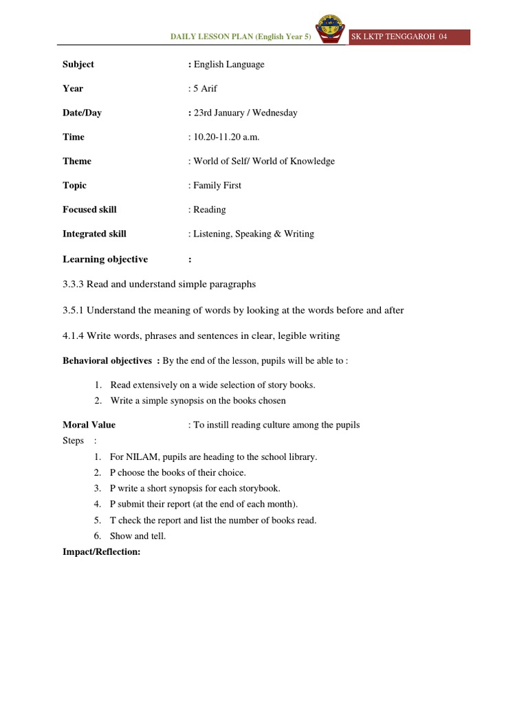 Year 5 English Lesson Plan: Family First | PDF