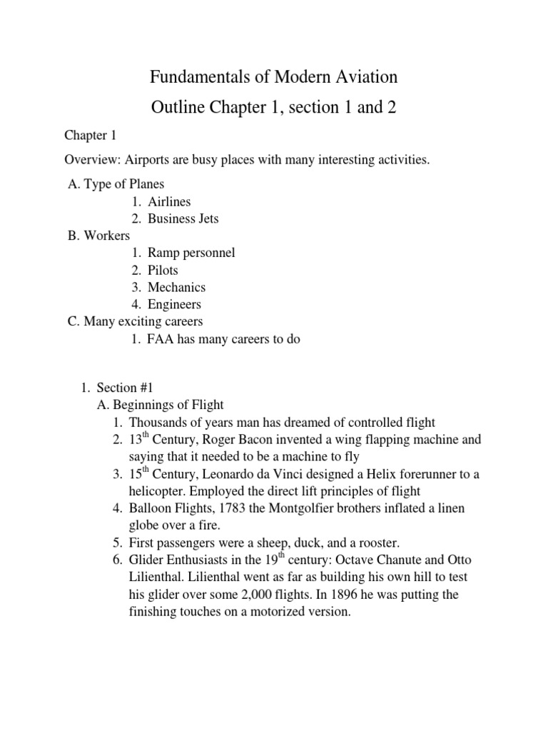 Fundamentals of Modern Aviation PDF Wright Brothers Airplane