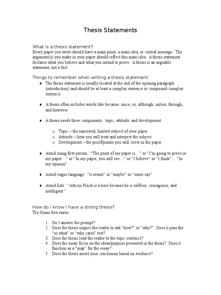 creating a thesis statement pdf