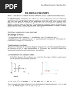 Co-Ordinate Geometry: Axes Transformation - Questions Set