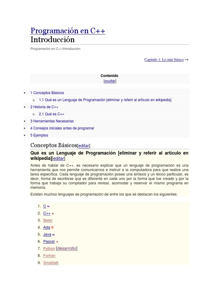 Programación en C++ | PDF | C (lenguaje de programación) | C