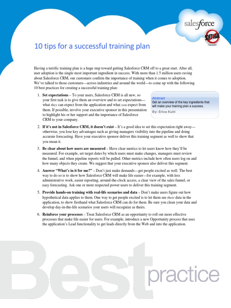 10 Tips For A Successful Training Plan | PDF | Salesforce.Com ...