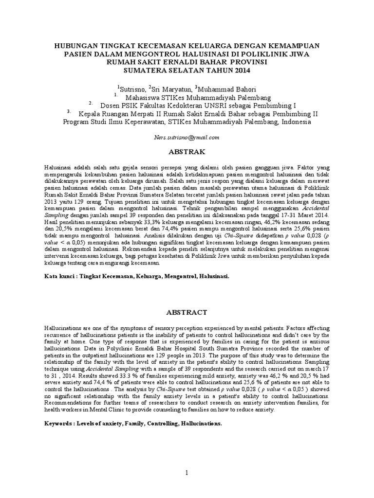 Jurnal Keperawatan Jiwa Mengontrol Halusinasi