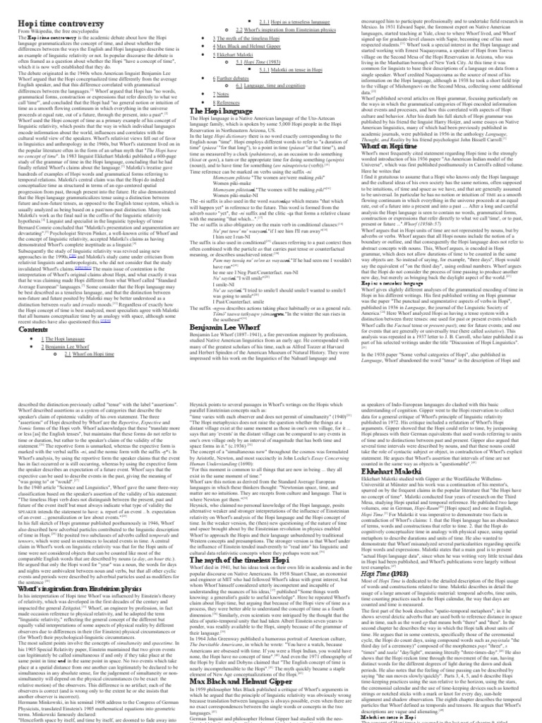 Hopi Language and the Time Controversy | PDF | Style (Fiction ...