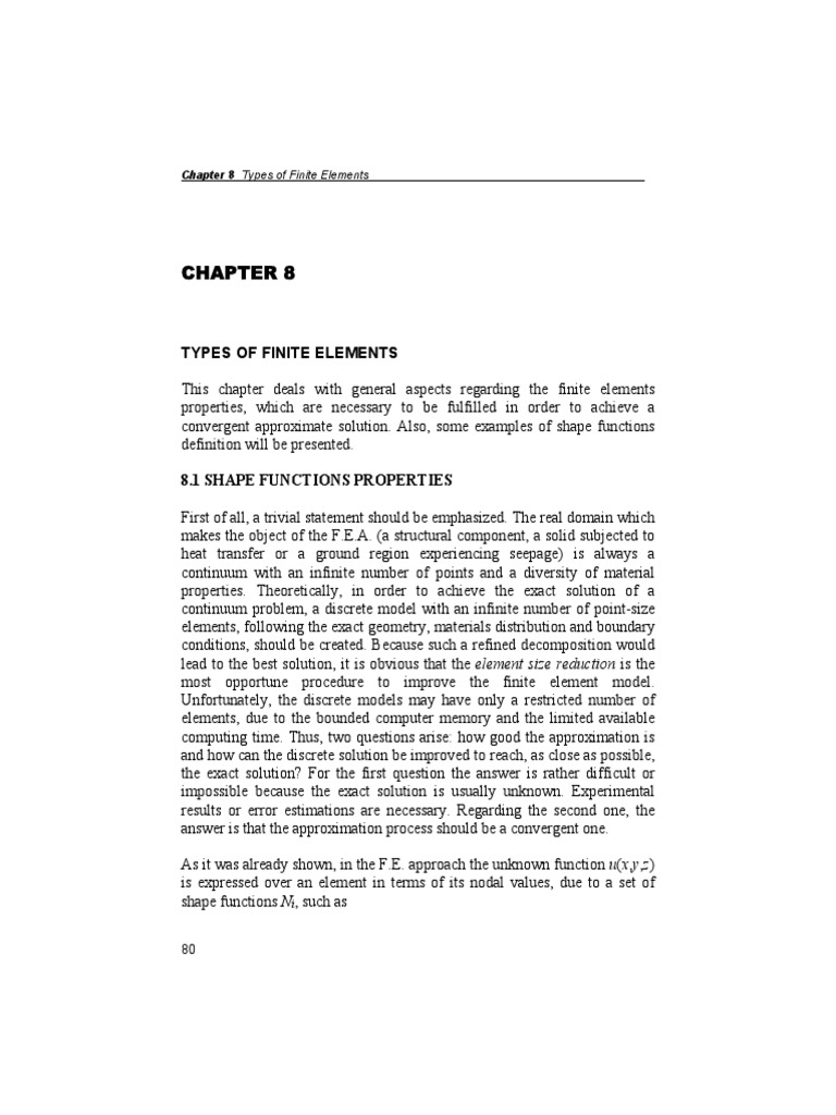 Chapter 8 - Types of Finite Elements - A4 | PDF | Finite Element Method ...