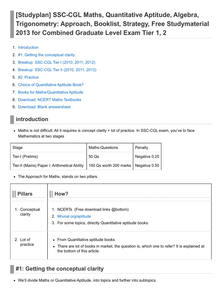 SSC CGL Maths Preparation Guide | PDF | Algebra | Teaching Mathematics