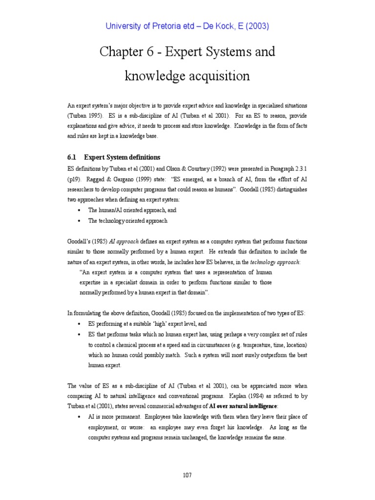 Chapter 6 - Expert Systems and Knowledge Acquisition | PDF | Expert ...