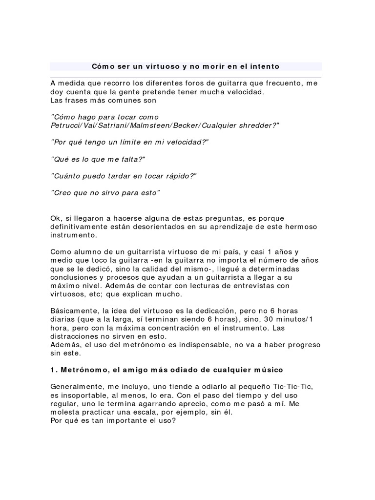Cómo Ser Un Virtuoso y No Morir en El Intento | PDF