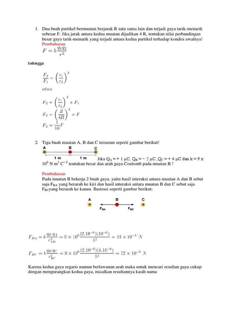 Soal Dan Pembahasan Listrik Statis Kelas Xii