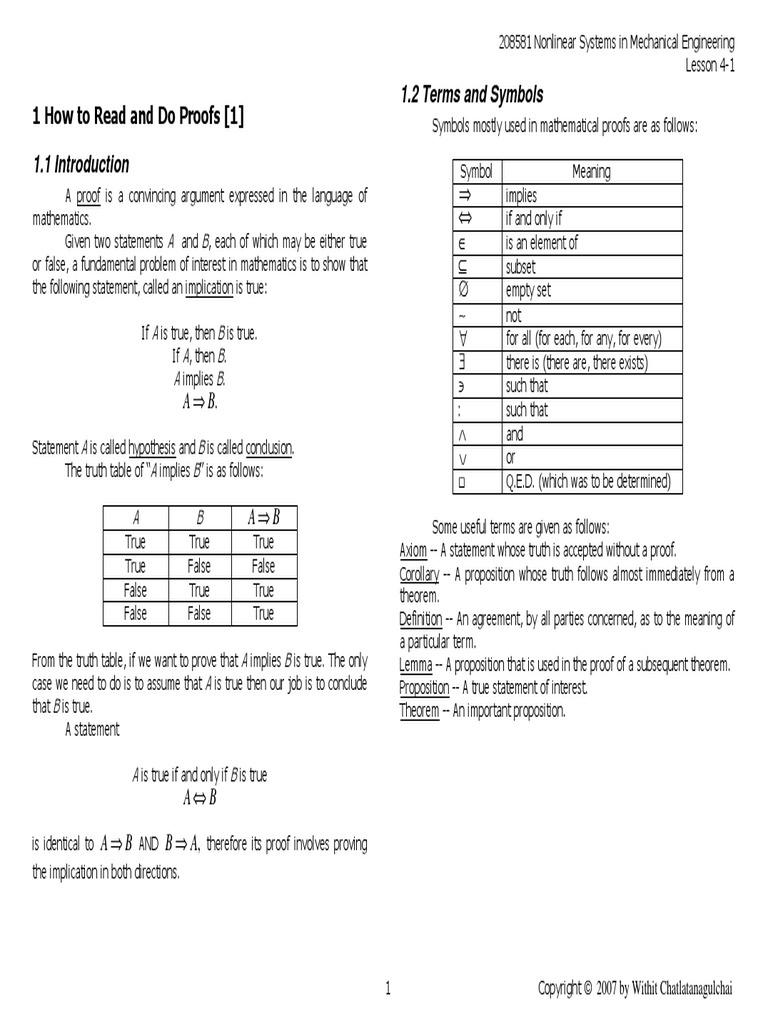 Proofs Cheatsheet Mathematical Proof Contradiction