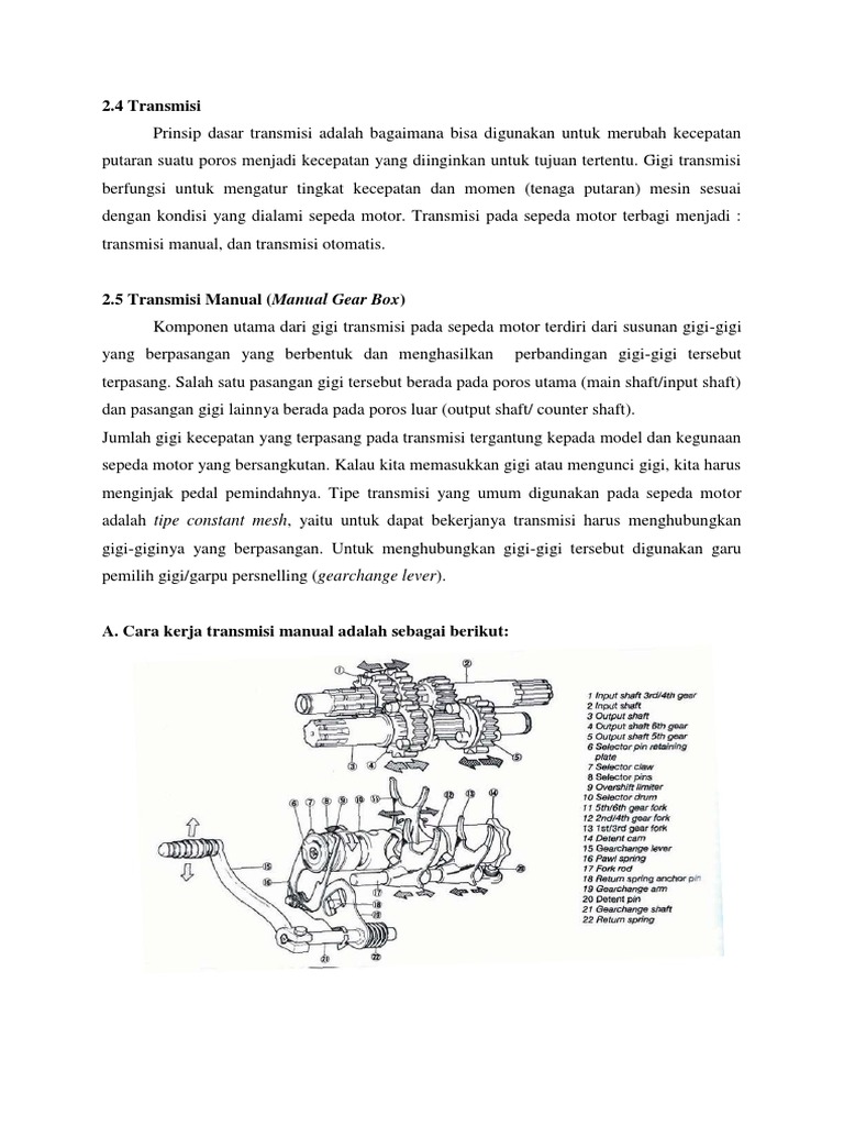 Cara Kerja Transmisi  Manual  Pada Sepeda  Motor  Info 