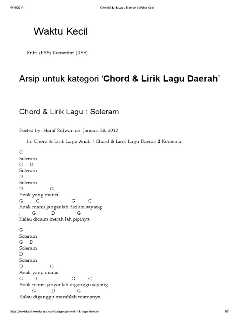 Lirik Lagu Daerah Ampar Ampar Pisang
