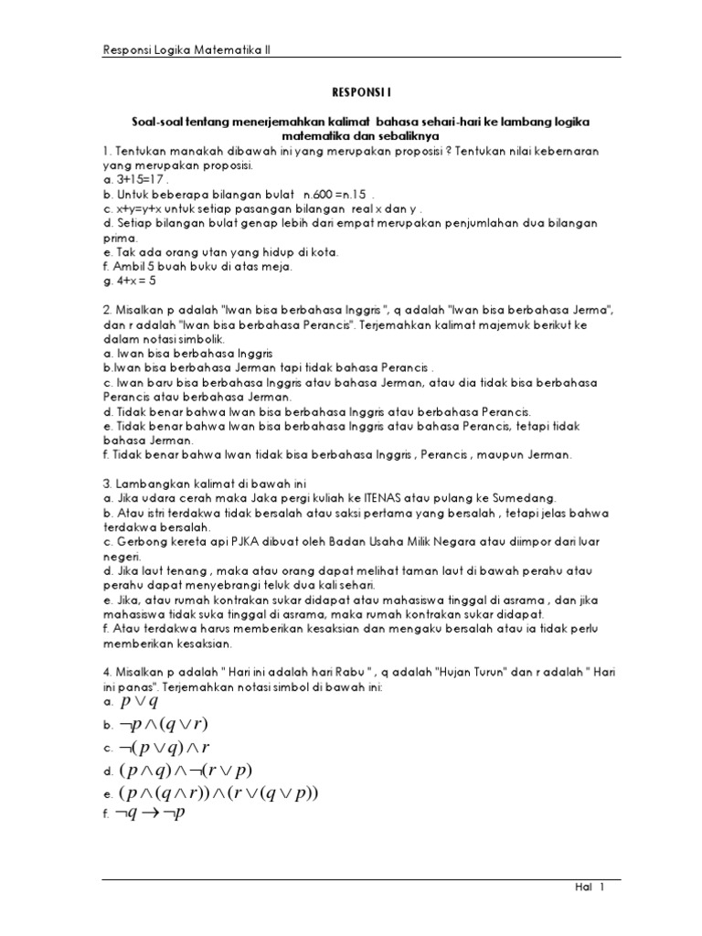 Soal Uts Kontraposisi Logika Informatika Soal Kita