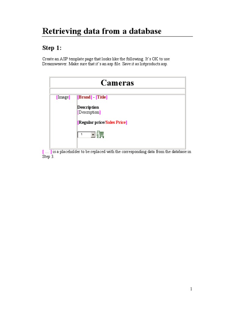 Retrieving Data From A Database: Step 1 | PDF | Html | Computer Data