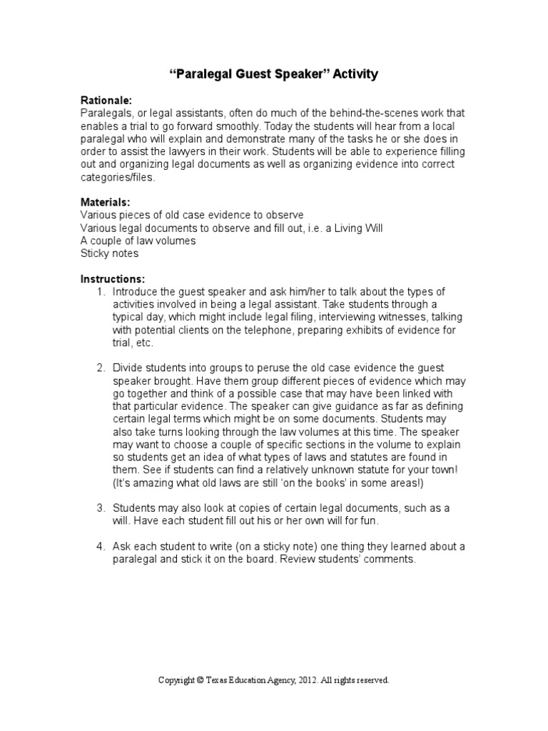 Guest Speaker Activity PDF