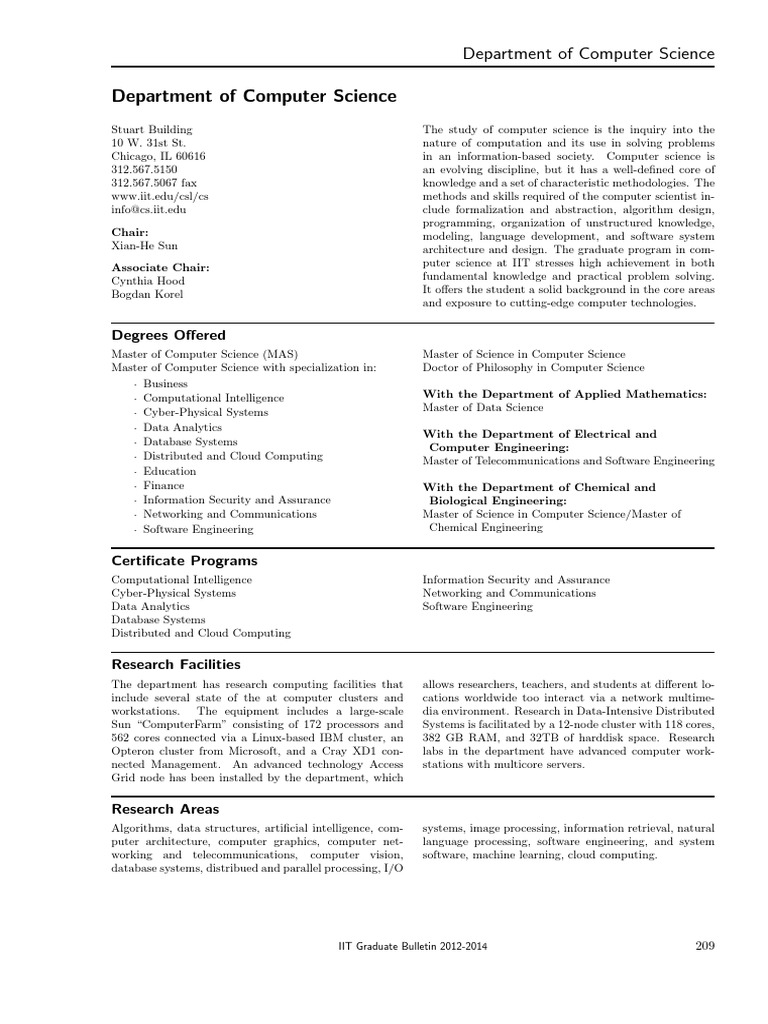 IIT Computer Science Graduate Programs | PDF | Computer Science ...