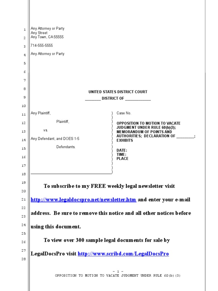 Opposition to Rule 60(b)(3) Motion | PDF | Burden Of Proof (Law) | Lawsuit