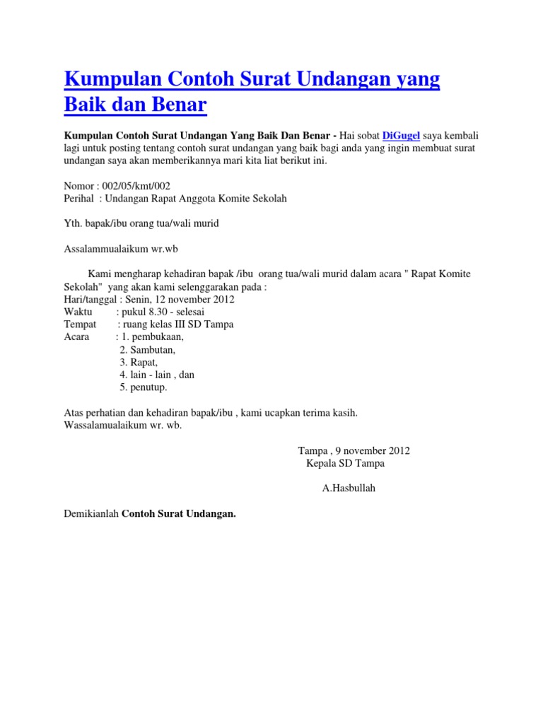 440 Koleksi Contoh Undangan Yang Baik Terbaik Gratis