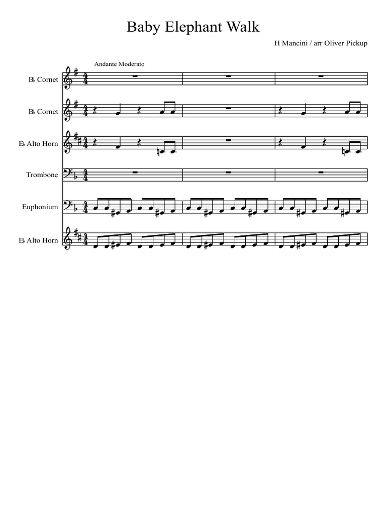 Baby Elephant Walk Rough Score PDF Musical Instruments Music Production
