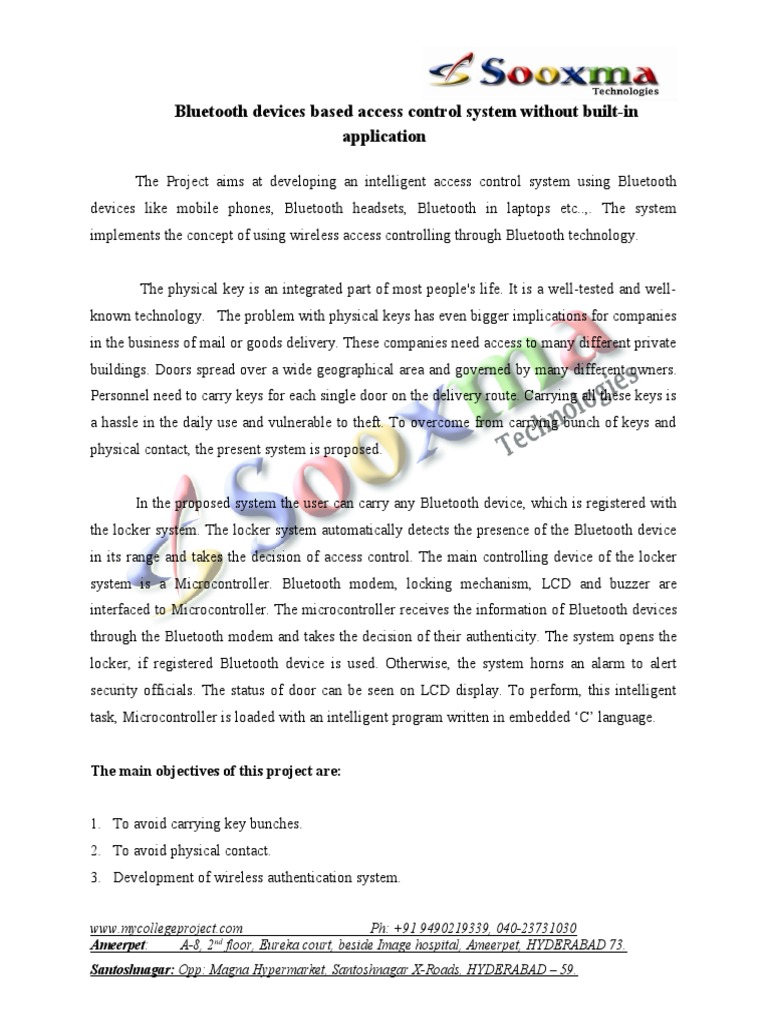 Bluetooth Devices Based Access Control System Without Built-In ...